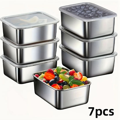 7-Piece Stainless Steel Food Storage Containers Set for Meal Prep-Galonda