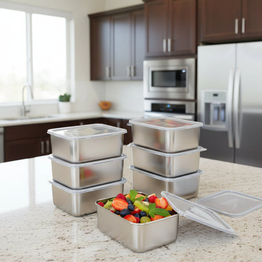 7-Piece Stainless Steel Food Storage Containers Set for Meal Prep-Galonda