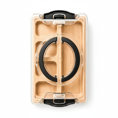 Bamboo Divided Snack Tray with Lid for Organized Serving and Portable Food Storage-Galonda