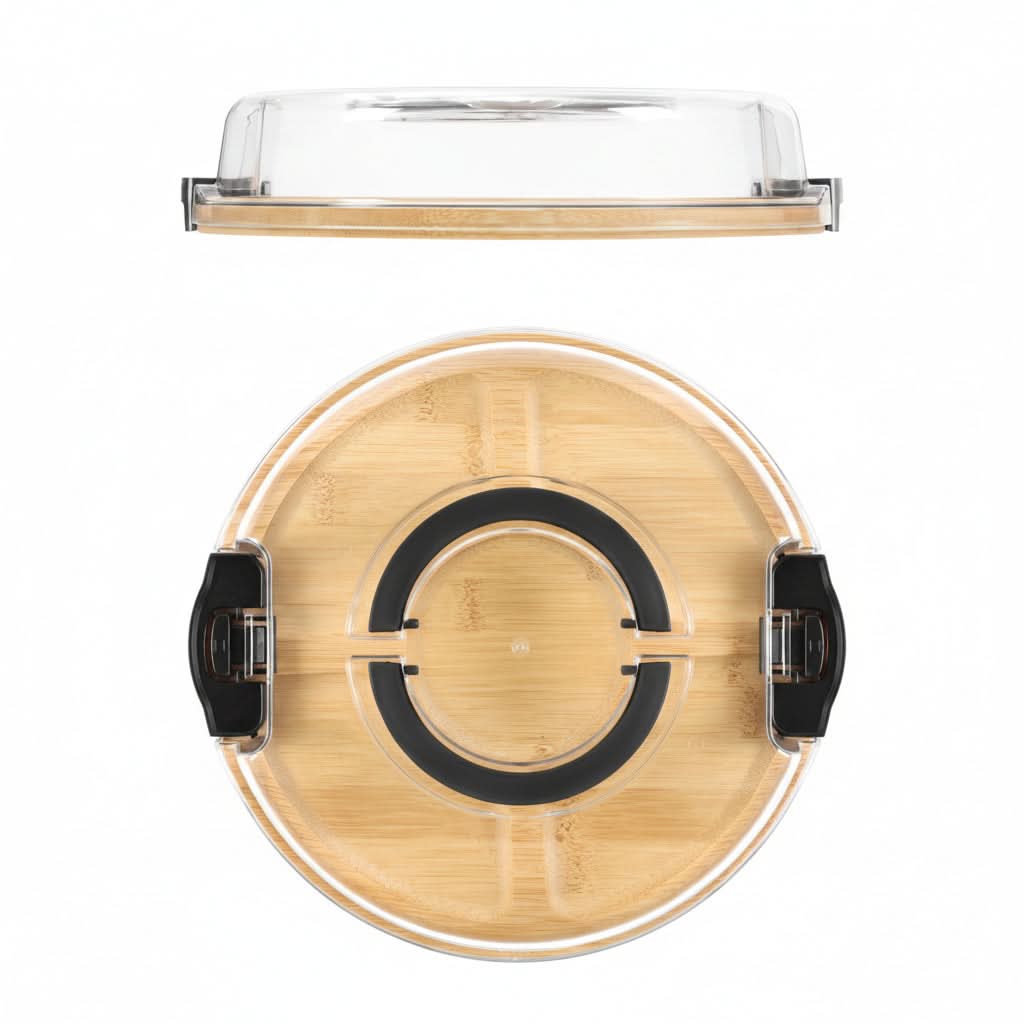 Bamboo Divided Snack Tray with Lid for Organized Serving and Portable Food Storage-Galonda