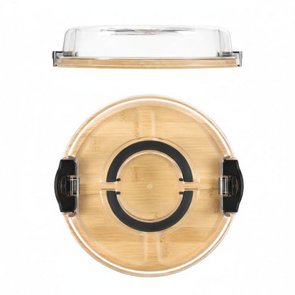 Bamboo Divided Snack Tray with Lid for Organized Serving and Portable Food Storage-Galonda