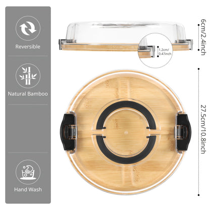 Bamboo Divided Snack Tray with Lid for Organized Serving and Portable Food Storage-Galonda