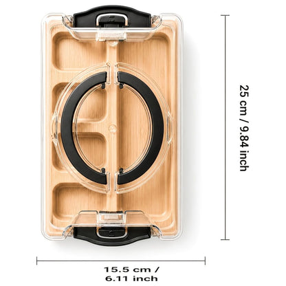 Bamboo Divided Snack Tray with Lid for Organized Serving and Portable Food Storage-Galonda