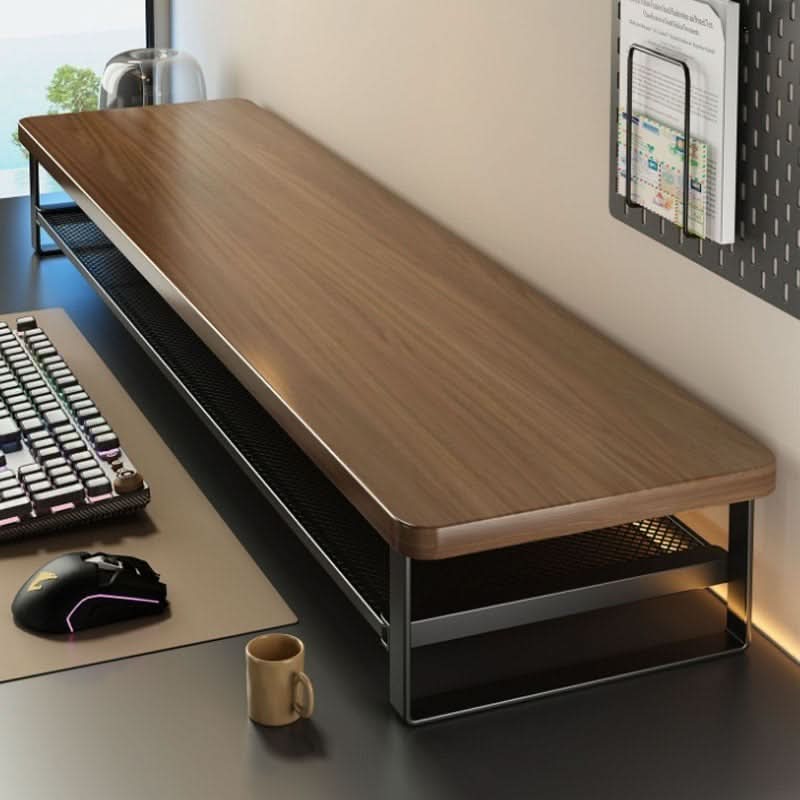 Dual-Layer Computer Monitor Stand with Pull-Out Storage Drawer-Galonda