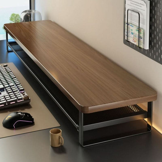 Dual-Layer Computer Monitor Stand with Pull-Out Storage Drawer-Galonda