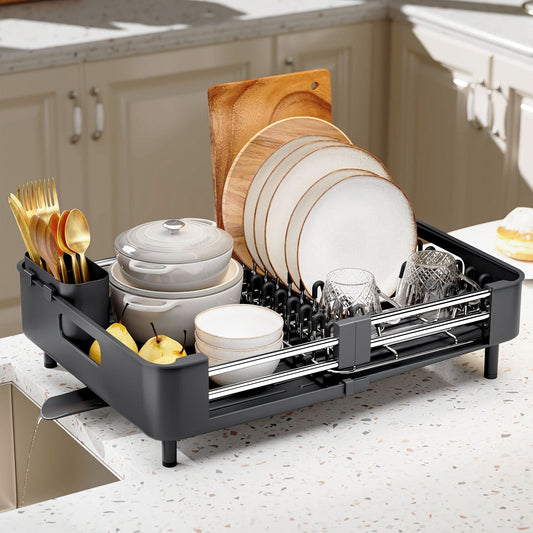 Expandable Dish Rack with Drainage Spout-Galonda