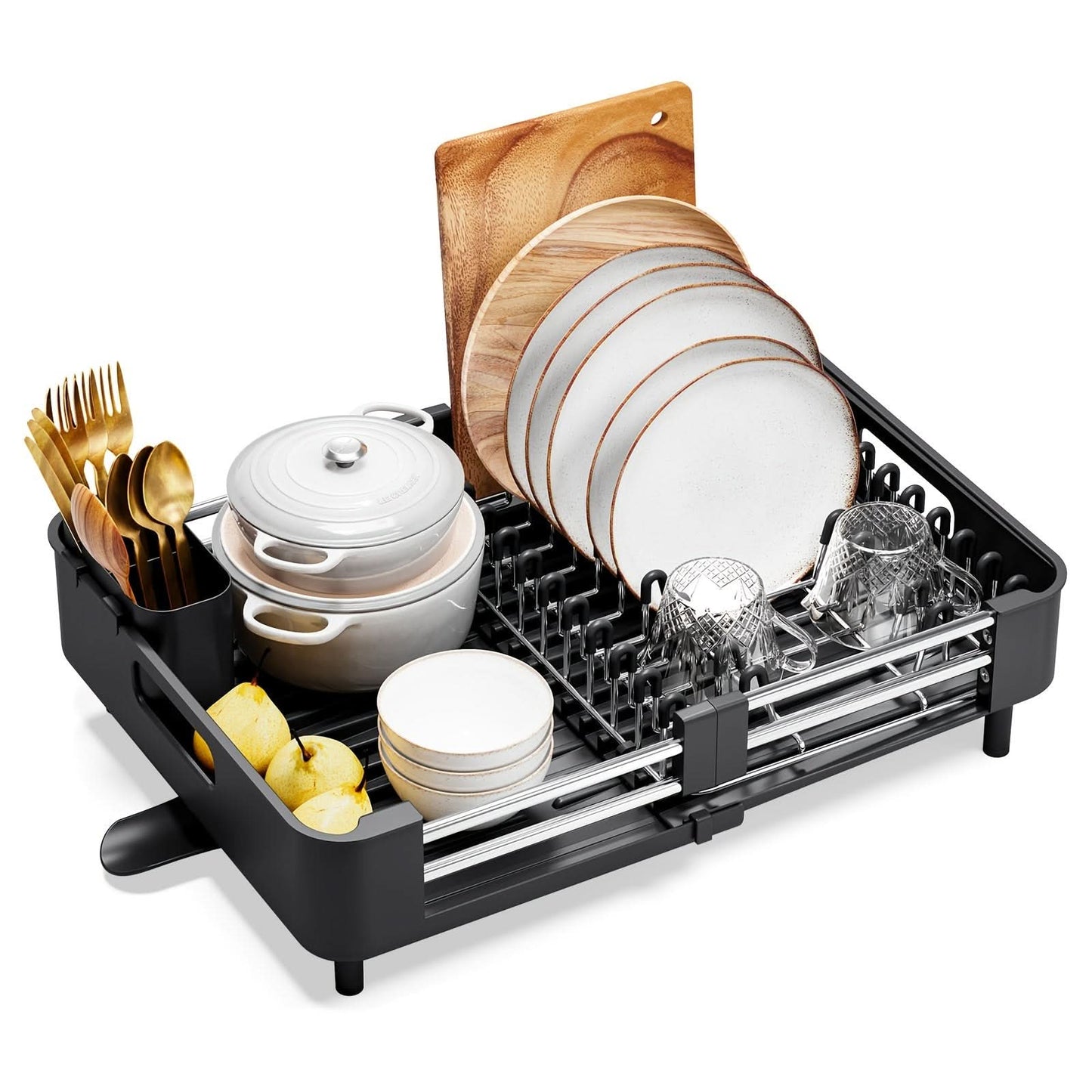 Expandable Dish Rack with Drainage Spout-Galonda