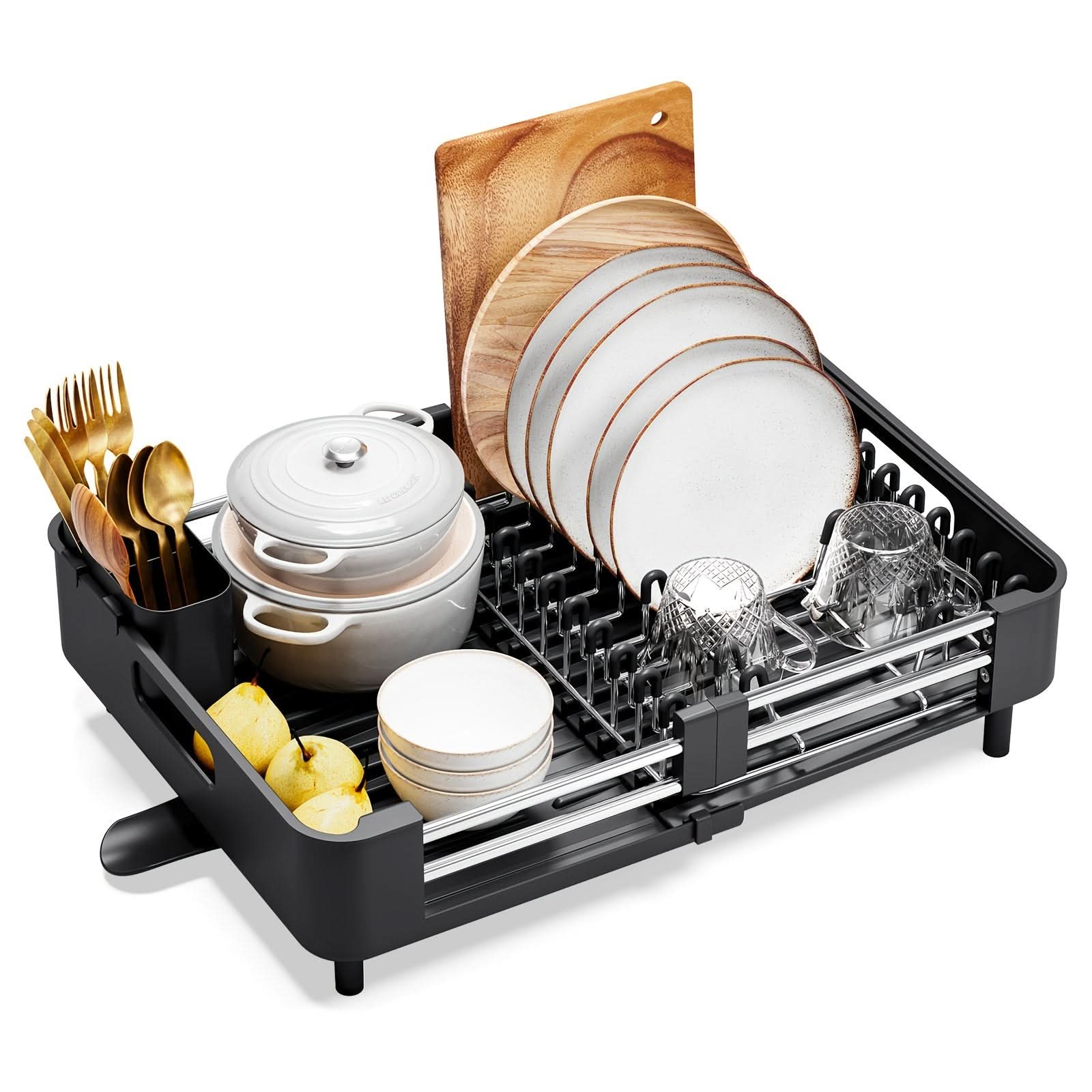 Expandable Dish Rack with Drainage Spout-Galonda