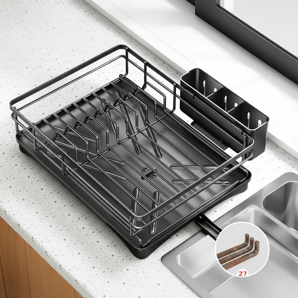 Large Dish Drying Rack with Integrated Drip Tray for Efficient Drying-Galonda