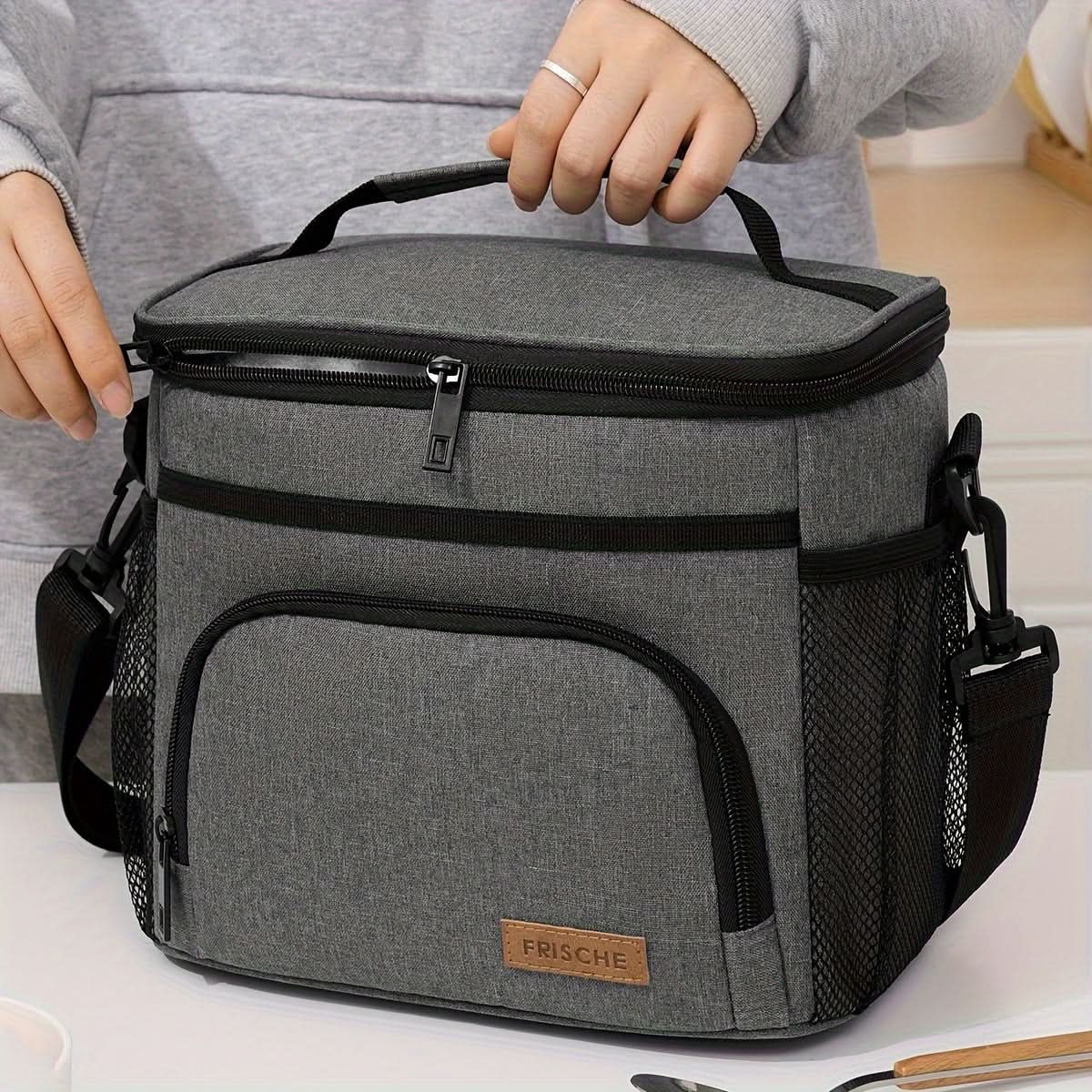 Large Insulated Lunch Tote with Adjustable Strap & Zipper Closure-Galonda