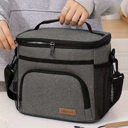 Large Insulated Lunch Tote with Adjustable Strap & Zipper Closure-Galonda