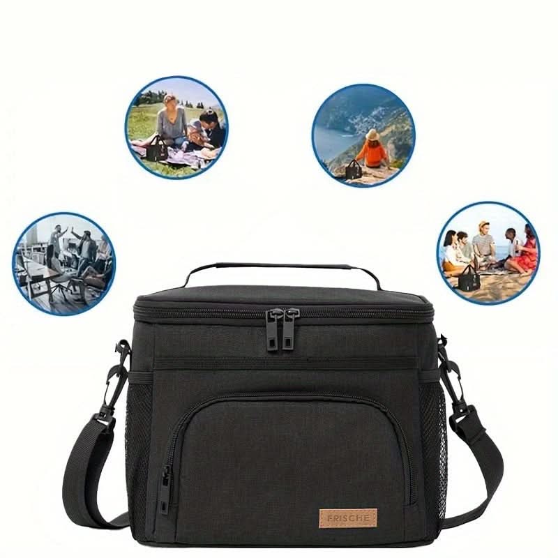 Large Insulated Lunch Tote with Adjustable Strap & Zipper Closure-Galonda