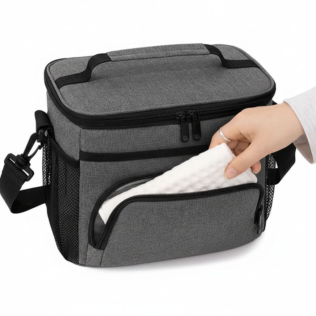 Large Insulated Lunch Tote with Adjustable Strap & Zipper Closure-Galonda