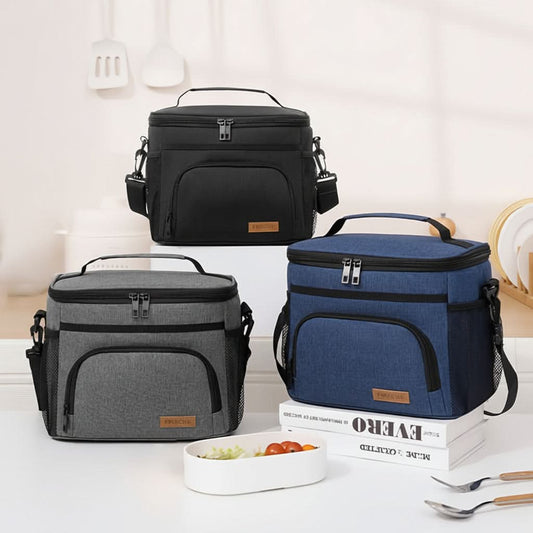 Large Insulated Lunch Tote with Adjustable Strap & Zipper Closure-Galonda
