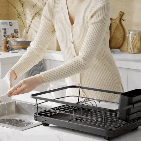 Large stainless steel dish rack for organized drying and kitchen convenience-Galonda