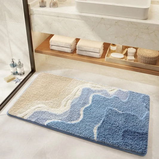 Non-Slip Bath Mat with Seaside Footprint Design for Bathroom Rugs-Galonda