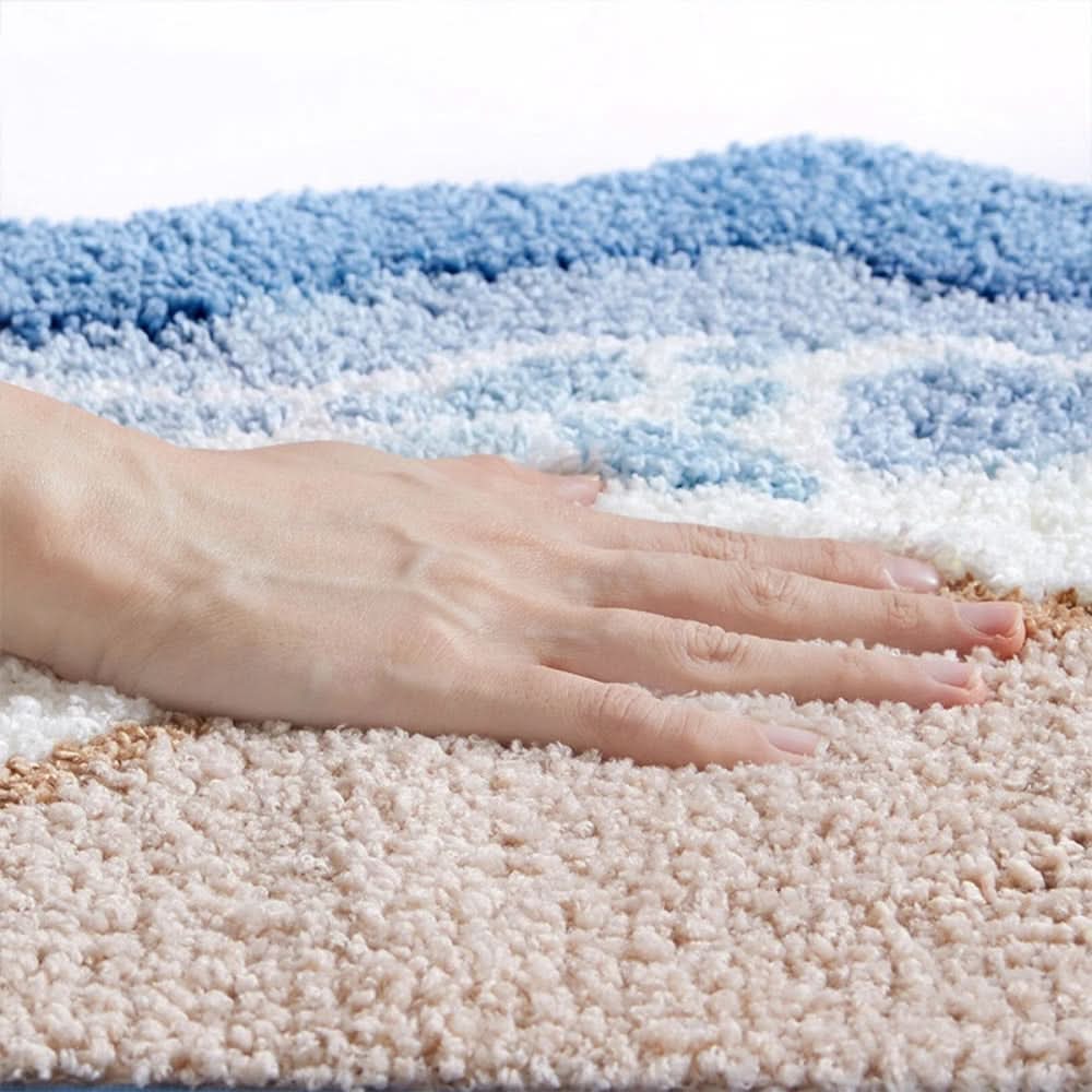 Non-Slip Bath Mat with Seaside Footprint Design for Bathroom Rugs-Galonda