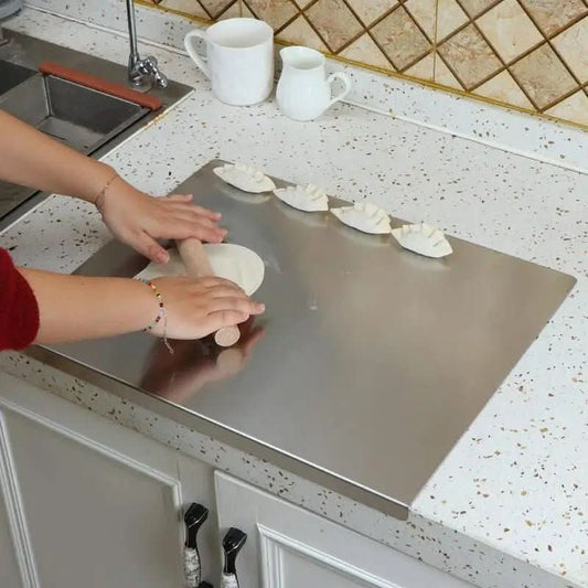 Stainless Steel Food Prep Board with Non-Slip Feet & Integrated Edge-Galonda