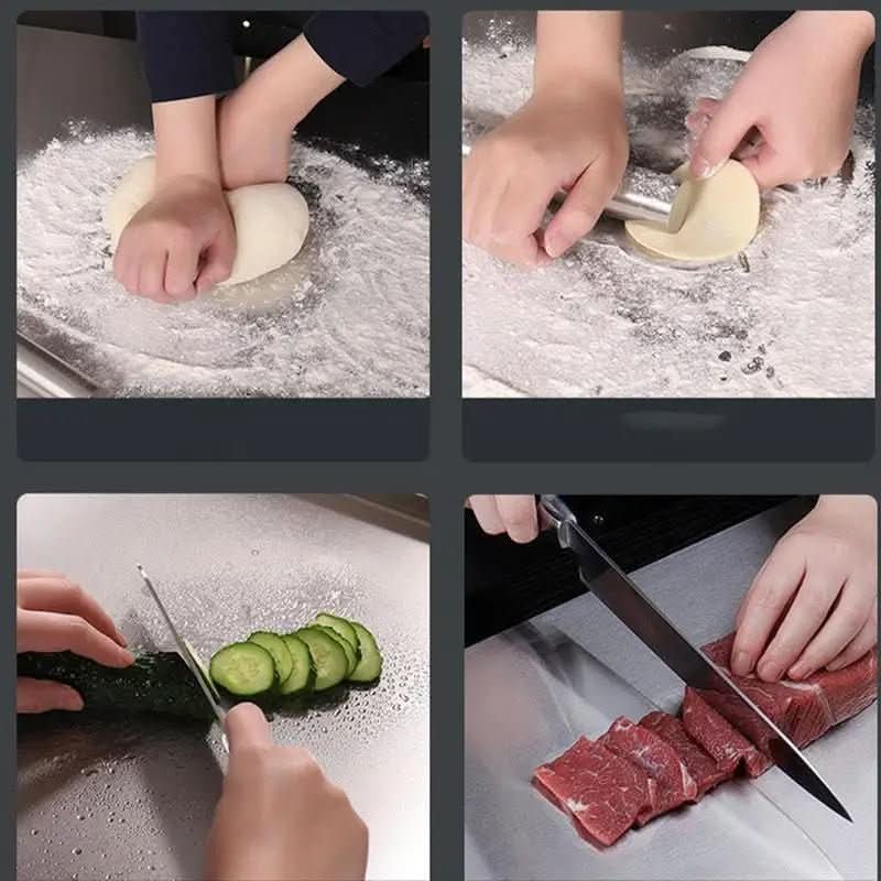 Stainless Steel Food Prep Board with Non-Slip Feet & Integrated Edge-Galonda