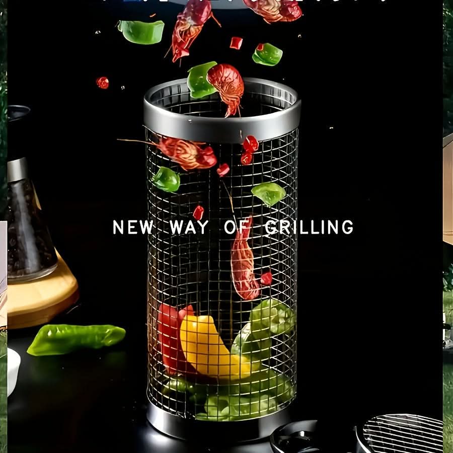 Stainless Steel Rolling Grill Basket-Galonda