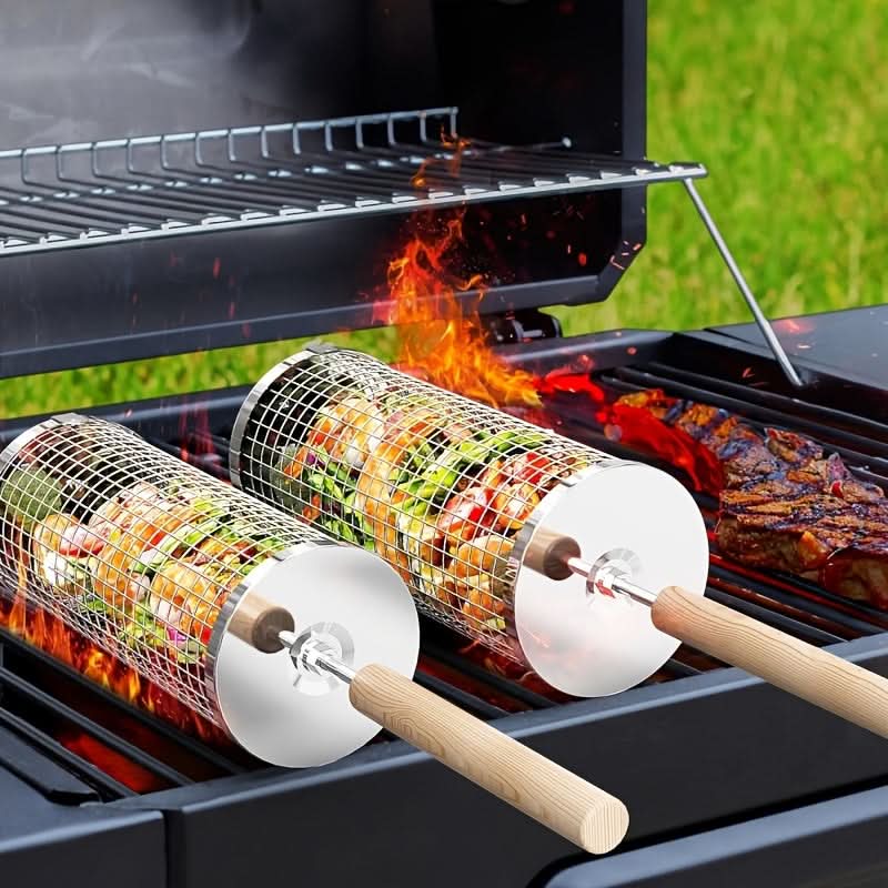 Stainless Steel Rolling Grill Basket-Galonda