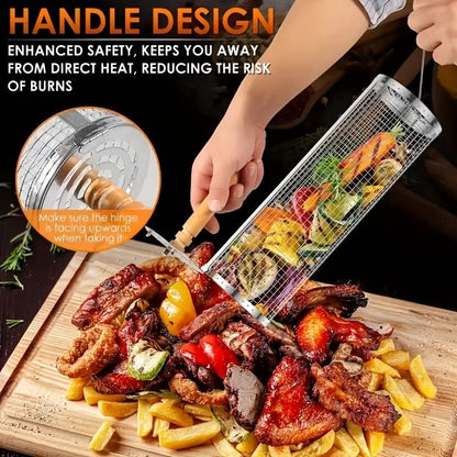 Stainless Steel Rolling Grill Basket-Galonda