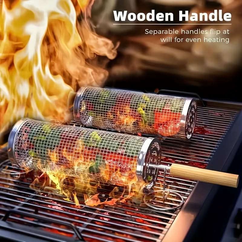Stainless Steel Rolling Grill Basket-Galonda