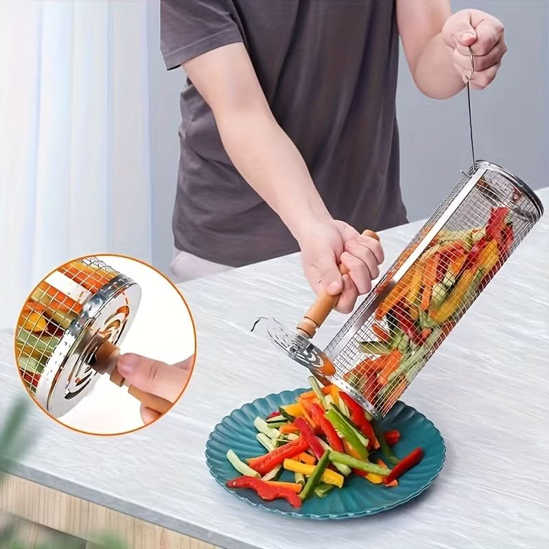 Stainless Steel Rolling Grill Basket-Galonda