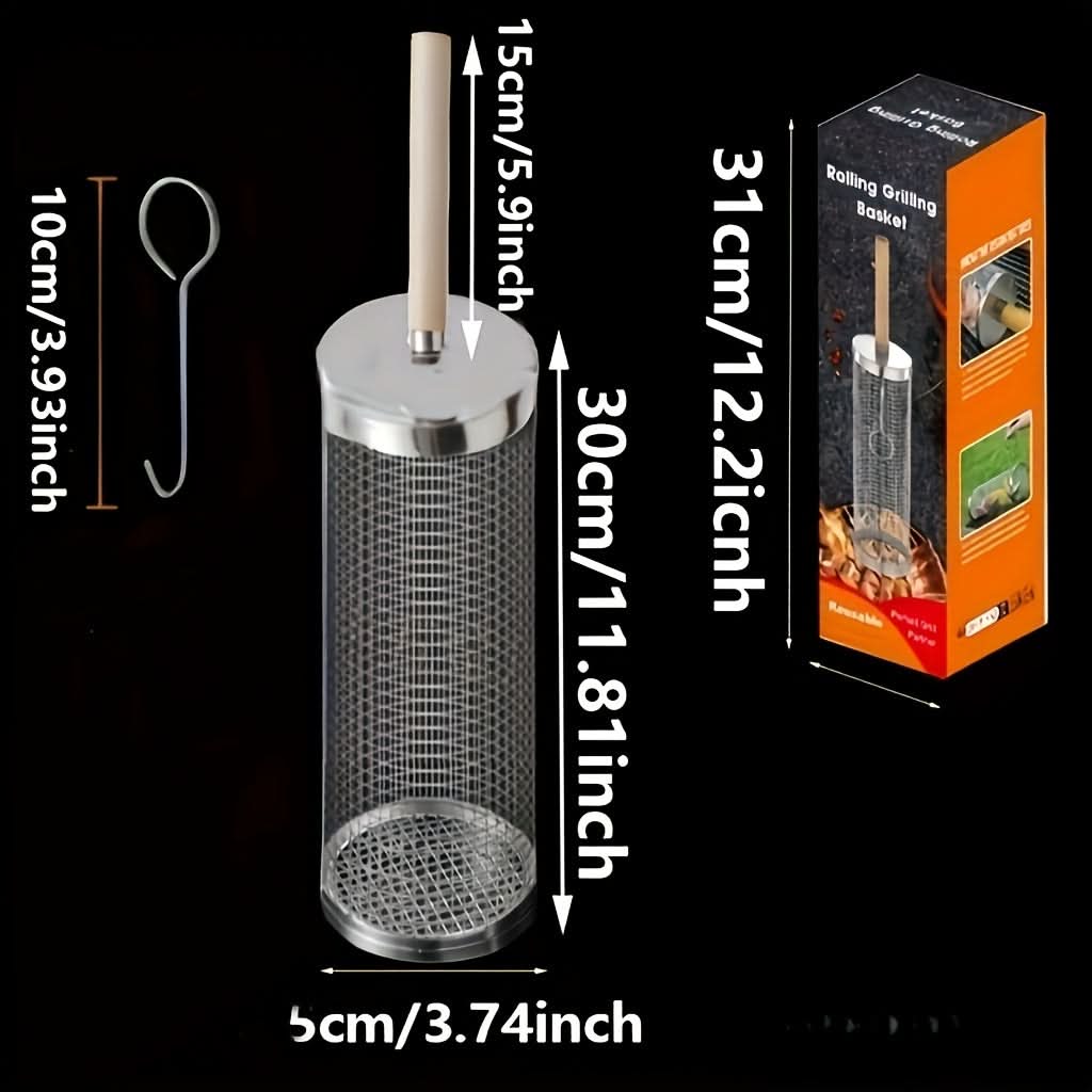 Stainless Steel Rolling Grill Basket-Galonda