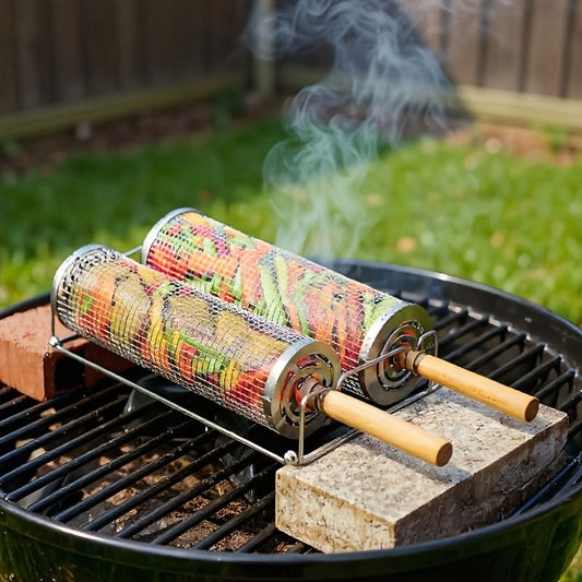 Stainless Steel Rolling Grill Basket-Galonda